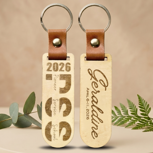PSS Leather Wooden Keychain