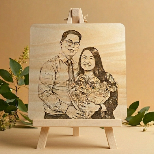 Personalized Engraved Photo Frame with Mini Easel Stand – Ready-to-Gift with Free Box & Card